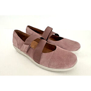 Vionic Shelby Mary Jane Flats 9.5 W Dusty Purple Suede Sporty Comfort Support